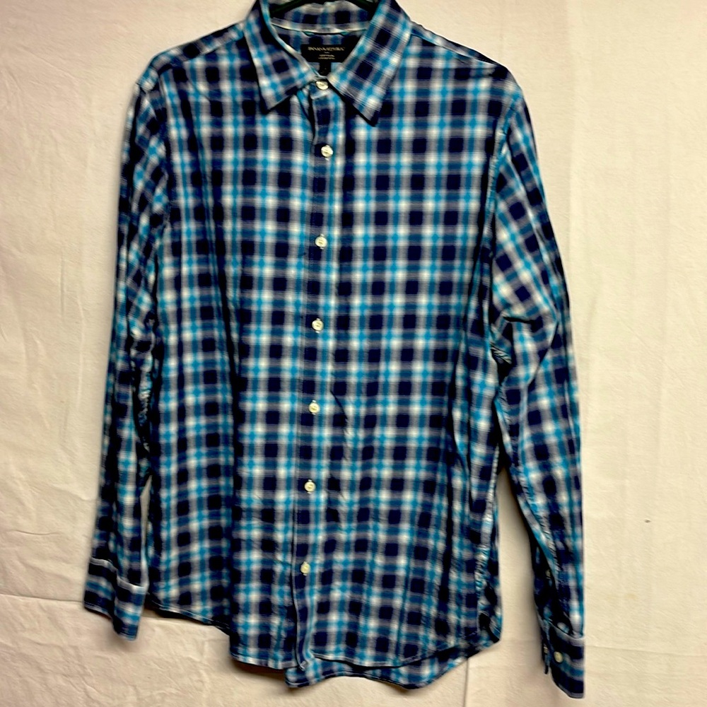 Banana Republic Men’s Boone Plaid Long Sleeve Shirt size Large .